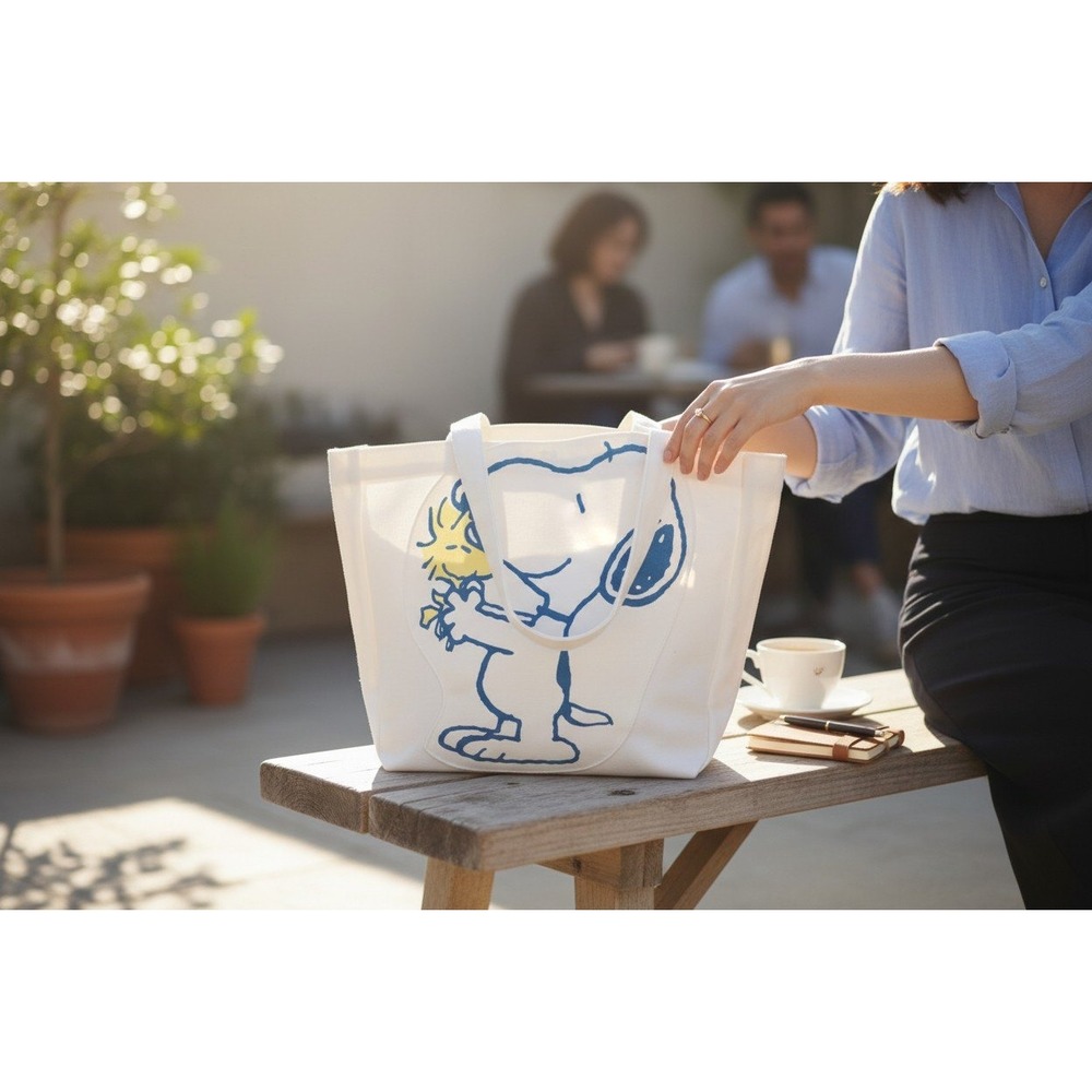 Peanuts‎ Snoopy Woodstock Tote Bag Canvas From Japan Comics Retro NWT - Picture 2 of 9